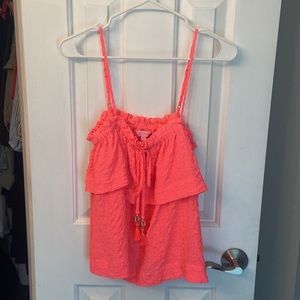 Lily Pulitzer coral ruffle blouse